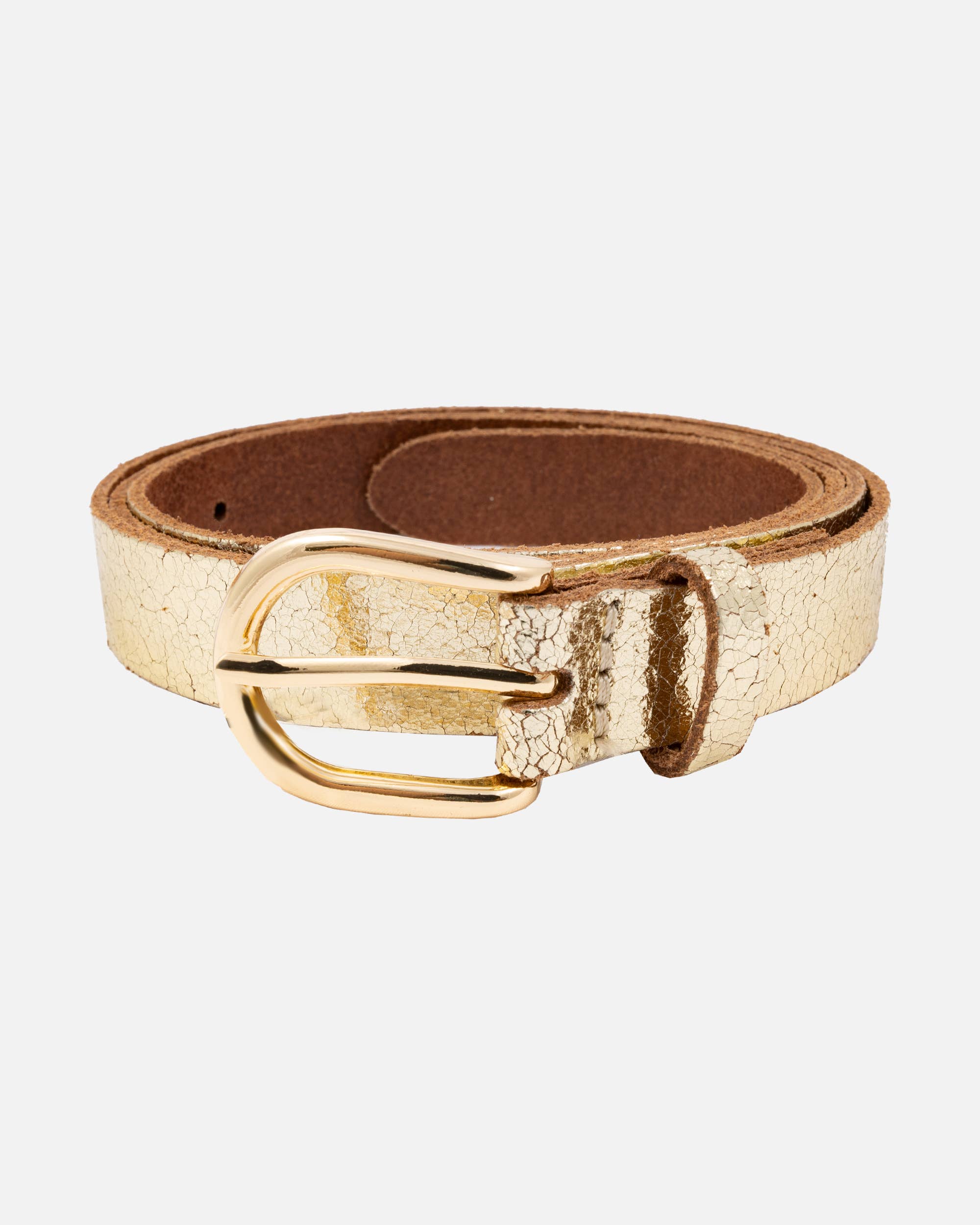 Amsterdam Heritage Belts Eva Metallic Leather Belt in Gold Finish