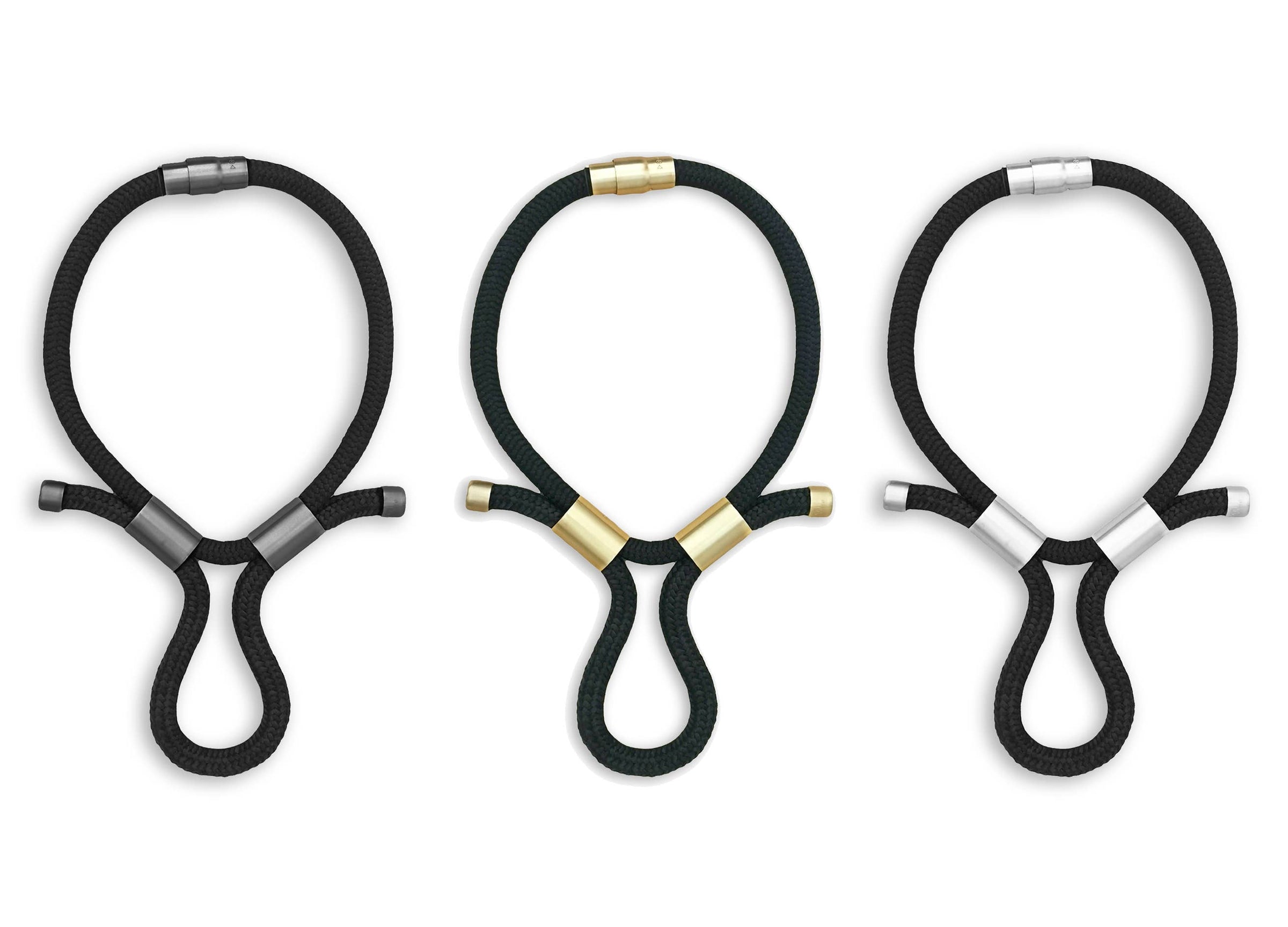 Carlotta Scarabeo NEPTUNE Multi Way Necklace - Black / Black / Satin Silver