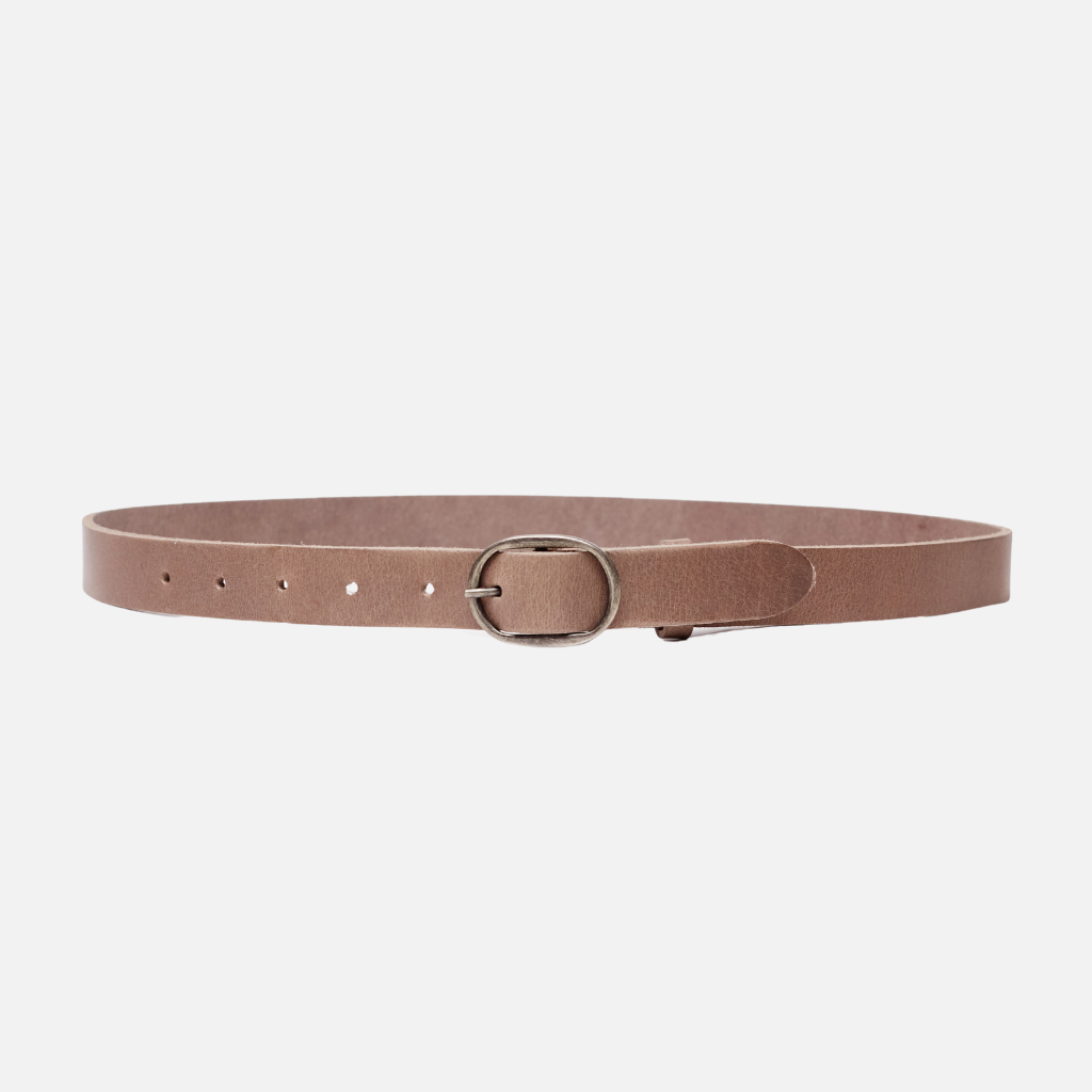 Yade Womens Leather Waist Belt in with Gold Oval Buckle