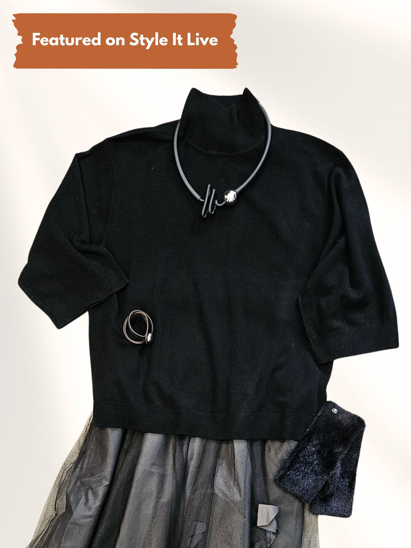 InWear Wool Cashmere Knitted Black Top