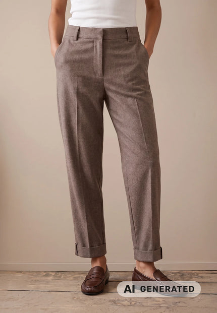 Fynch Hatton Women's Wool Melange Carrot Leg Pant Espresso 26094958