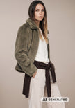 FYNCHHATTON_26095922- Womens Faux Fur short jacket in Dusty Green at Kings Road Fashions, Leighton Buzzard, UK