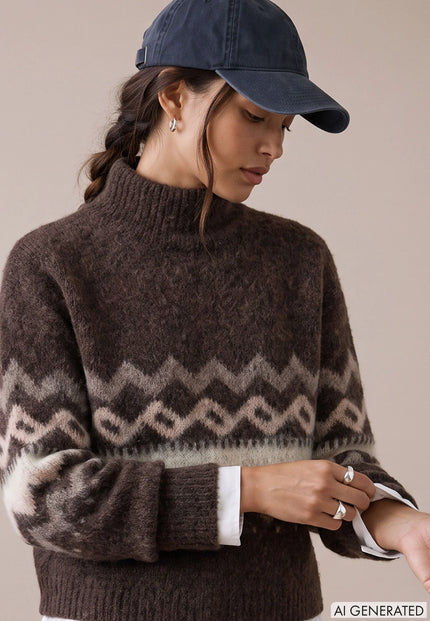 Fynch Hatton Women's Nordic Knit Sweater Espresso 26097470