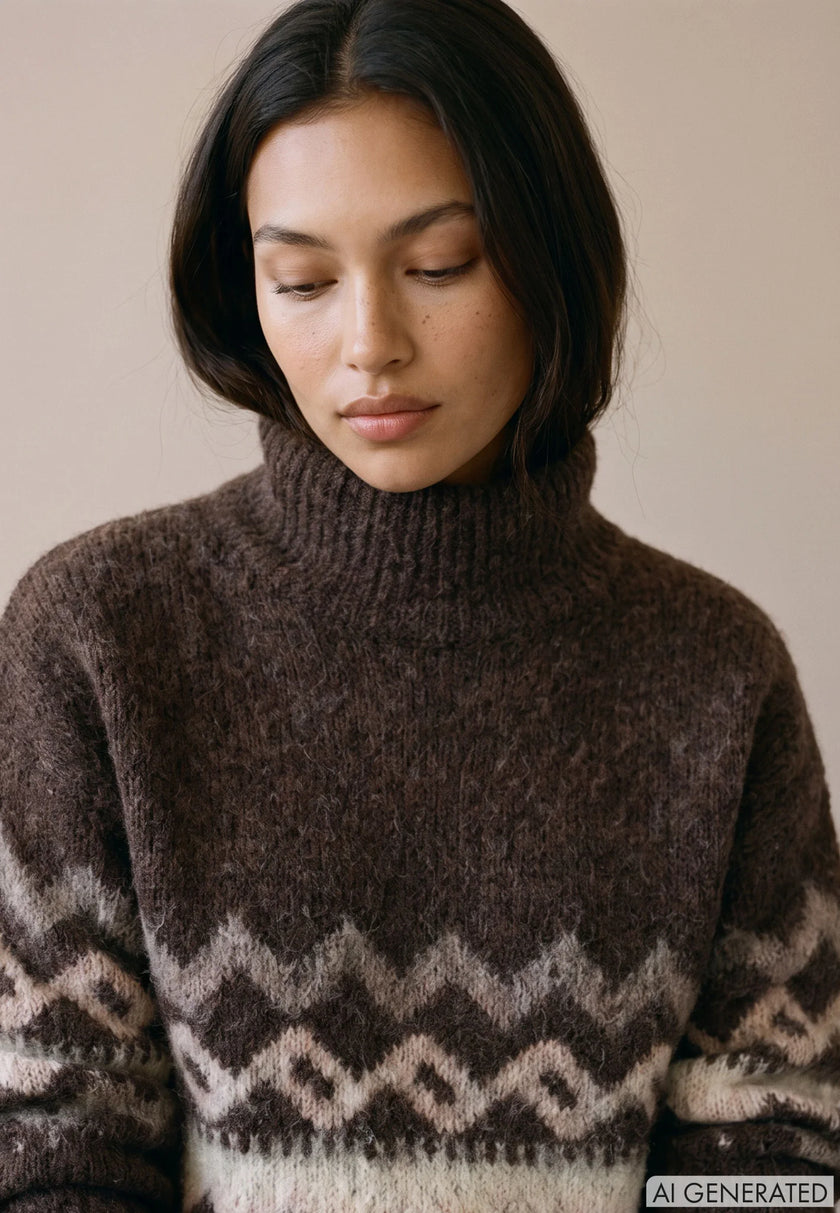 Fynch Hatton Women's Nordic Knit Sweater Espresso 26097470