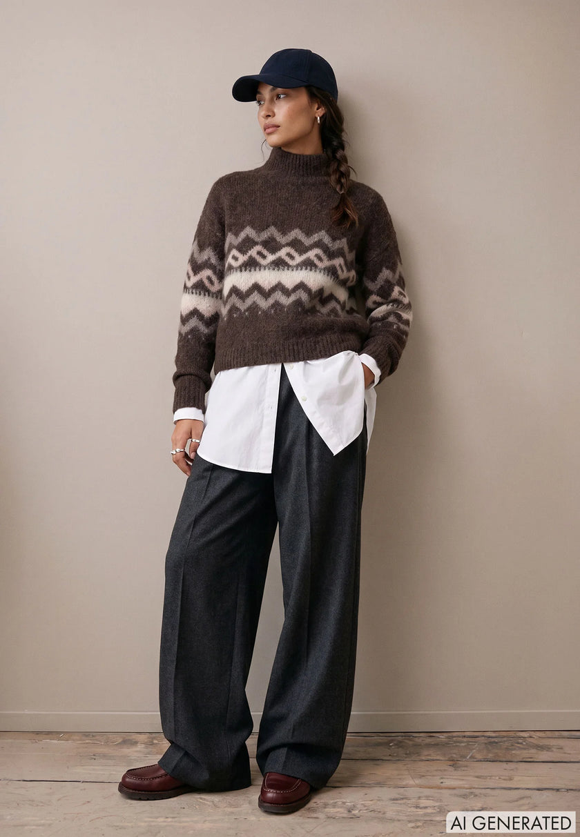 Fynch Hatton Women's Nordic Knit Sweater Espresso 26097470