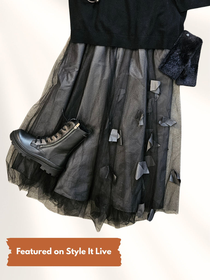Bize Embellished Net Midi Skirt