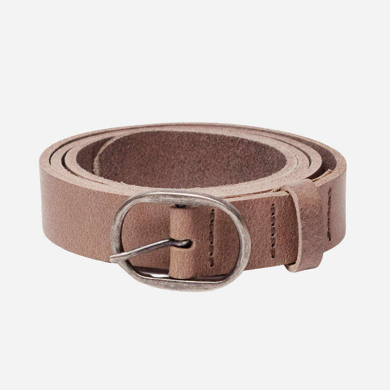 Yade Womens Leather Waist Belt in with Gold Oval Buckle