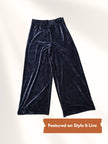 Bize Women's Petrol Velvet Palazzo Pant BC7114