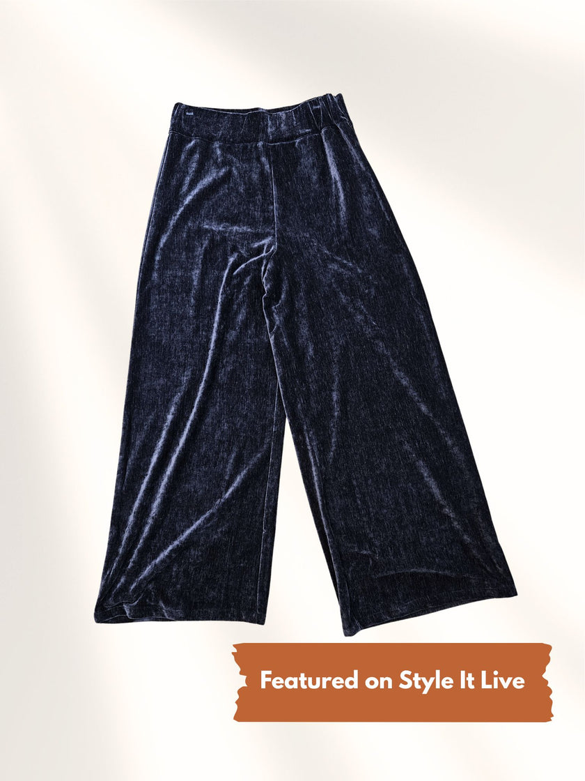 Bize Women's Petrol Velvet Palazzo Pant BC7114