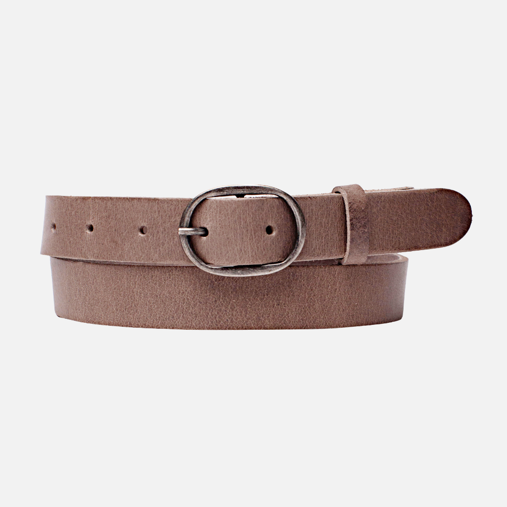 Yade Womens Leather Waist Belt in with Gold Oval Buckle