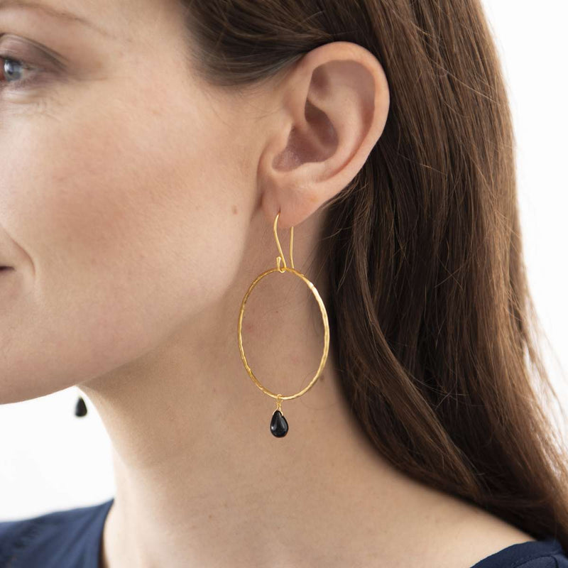 A Beautiful Story - Embrace Black Onyx Gold Earrings