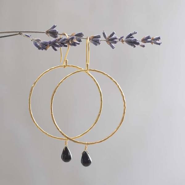 A Beautiful Story - Embrace Black Onyx Gold Earrings