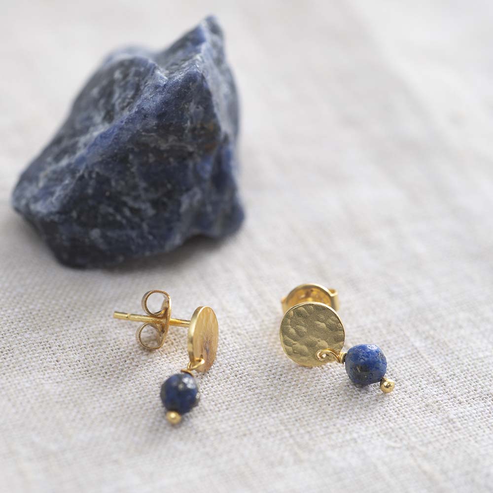 A Beautiful Story - Mini Coin Lapis Lazuli Gold Earrings