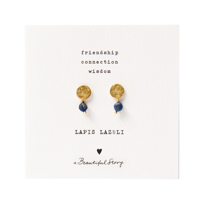A Beautiful Story - Mini Coin Lapis Lazuli Gold Earrings