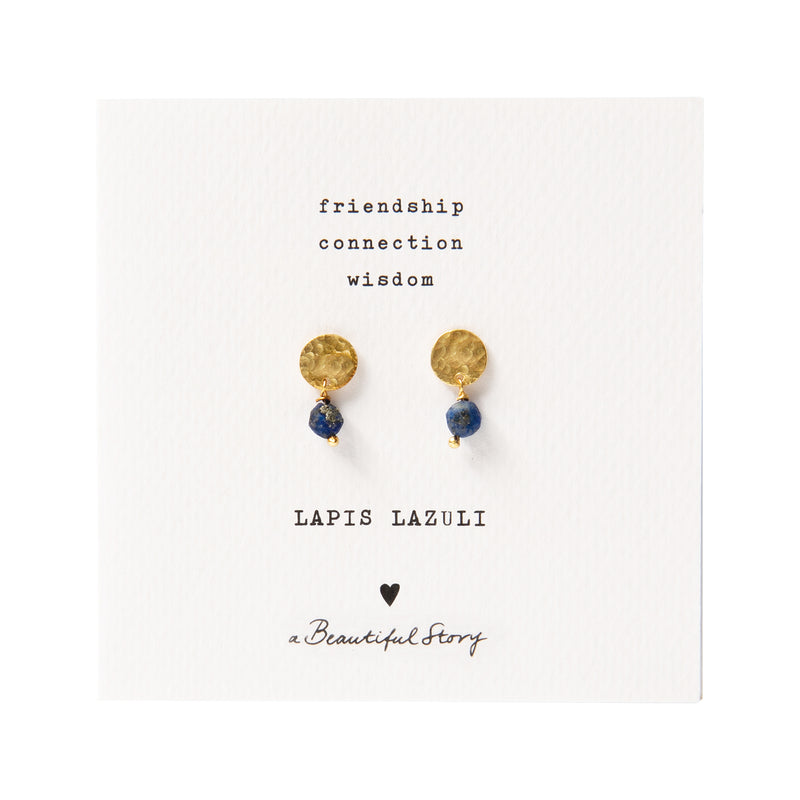 A Beautiful Story - Mini Coin Lapis Lazuli Gold Earrings