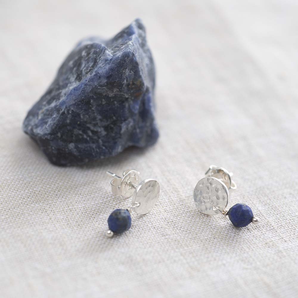 A Beautiful Story - Mini Coin Lapis Lazuli Silver Earrings