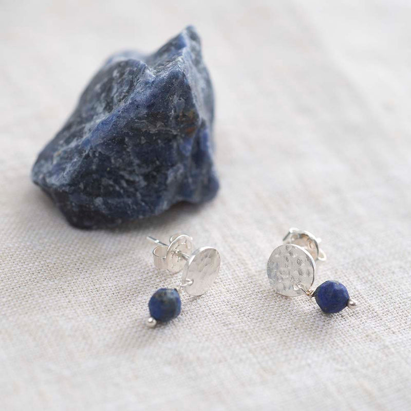 A Beautiful Story - Mini Coin Lapis Lazuli Silver Earrings