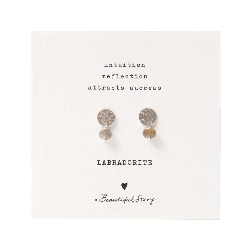 A Beautiful Story - Mini Coin Labradorite Silver Earrings