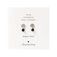 A Beautiful Story - Mini Coin Black Onyx Silver Earrings