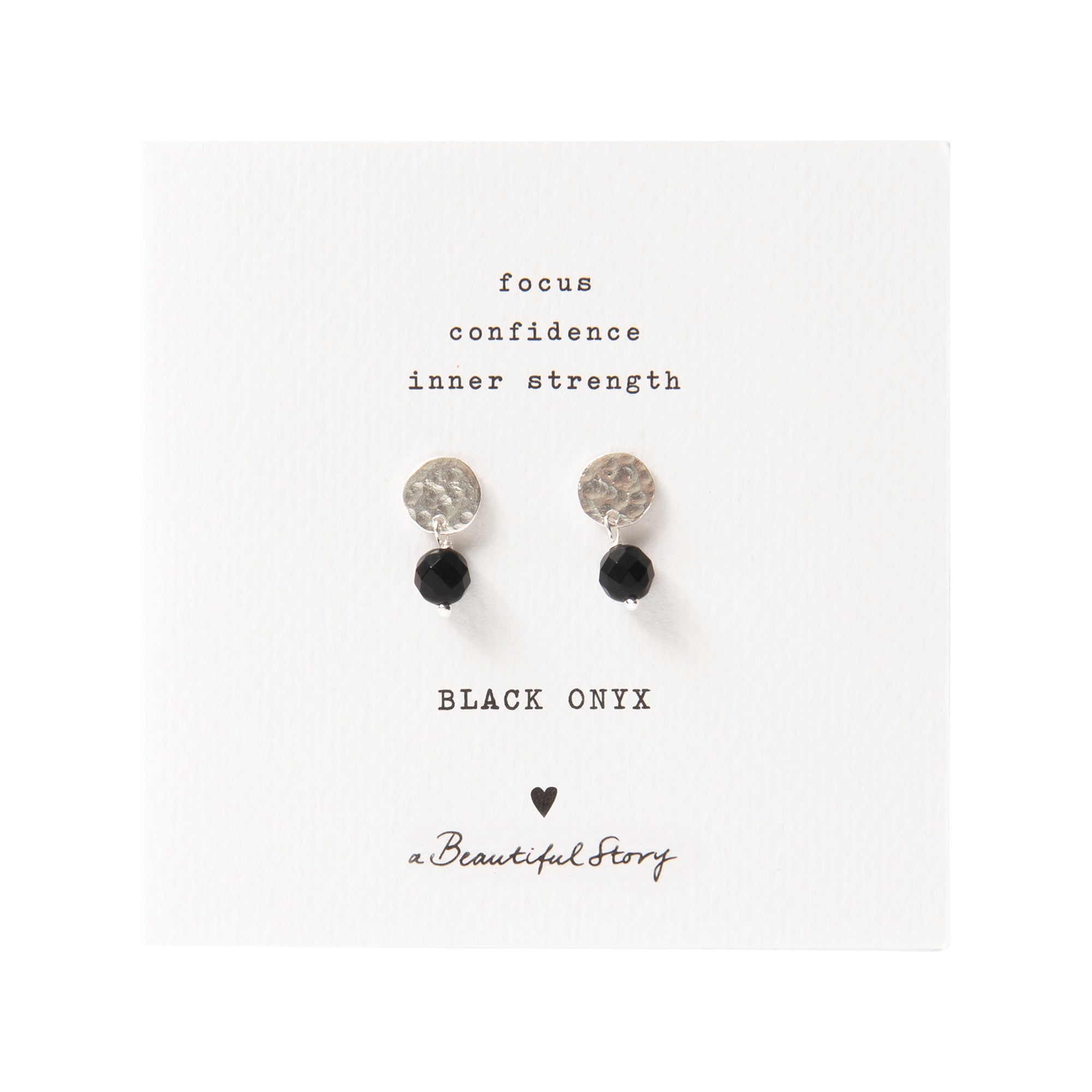 A Beautiful Story - Mini Coin Black Onyx Silver Earrings