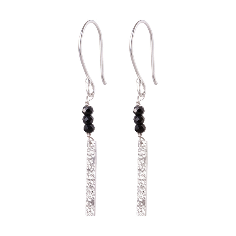 A Beautiful Story - Bar Black Onyx Silver Plated Earrings