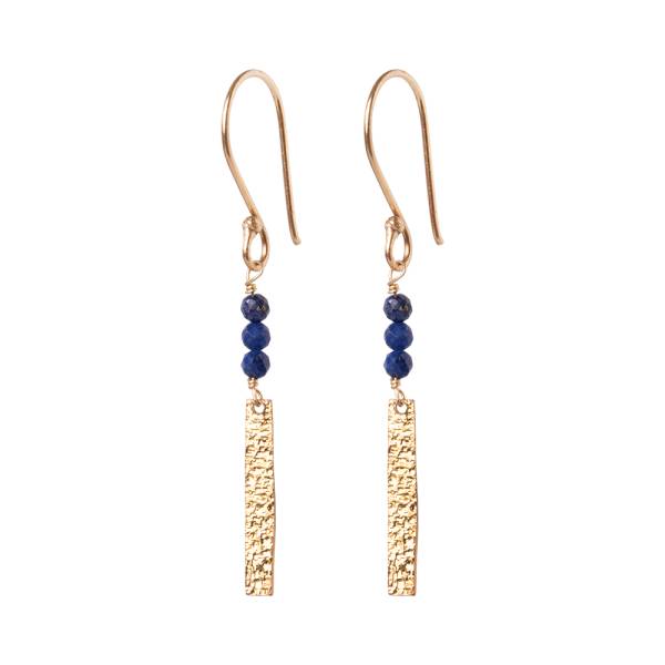 A Beautiful Story - Bar Lapis Lazuli Gold Plated Earrings