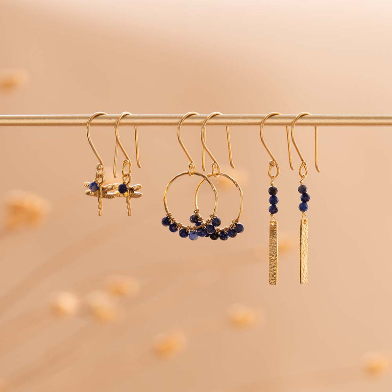 A Beautiful Story - Generous Lapis Lazuli Gold Plated Earrings