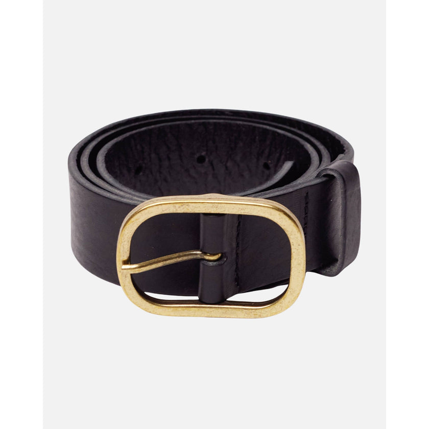 Marin Women's Leather Waist Belt in Black with Statement Buckle