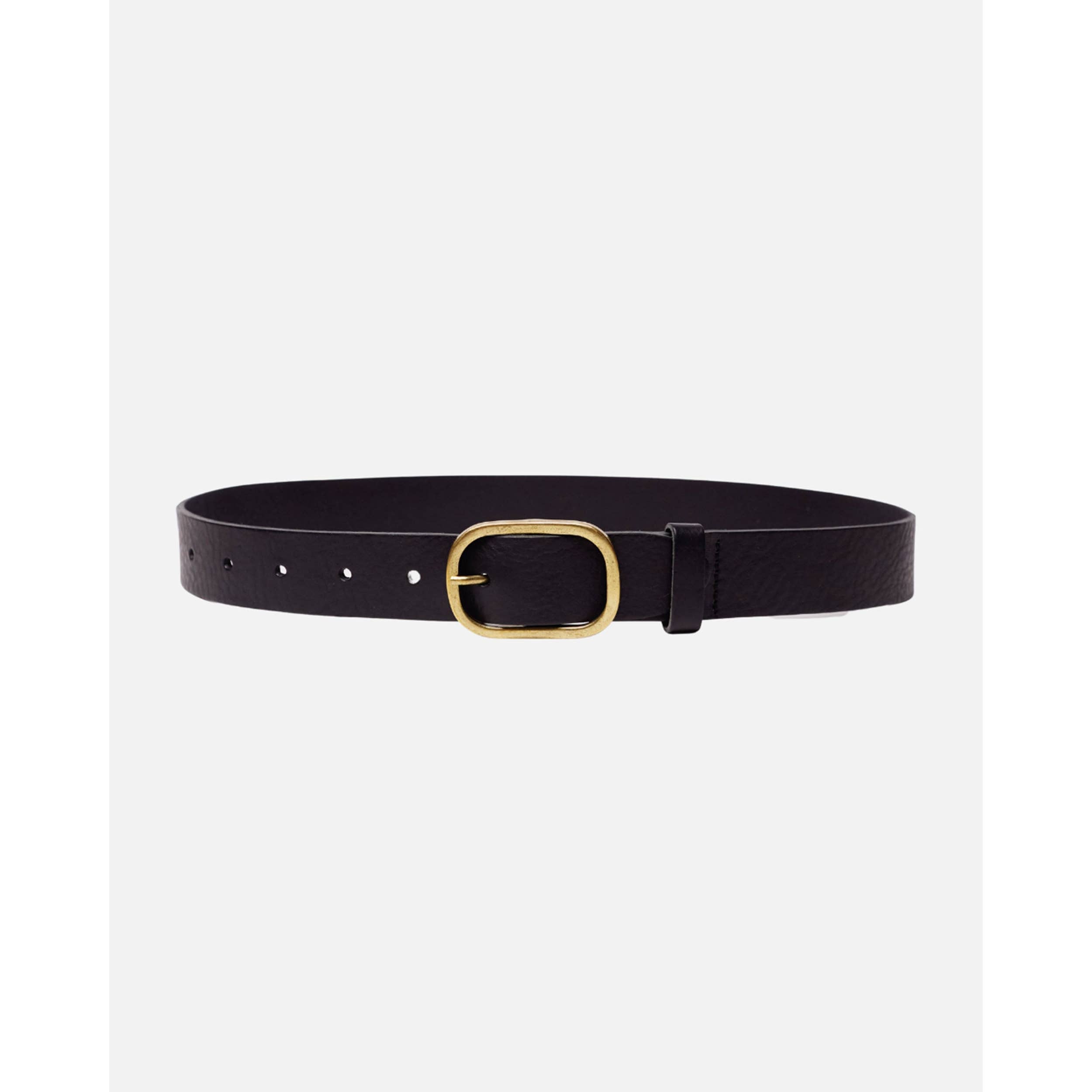 Marin Women's Leather Waist Belt in Black with Statement Buckle