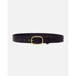 Marin Women's Leather Waist Belt in Black with Statement Buckle