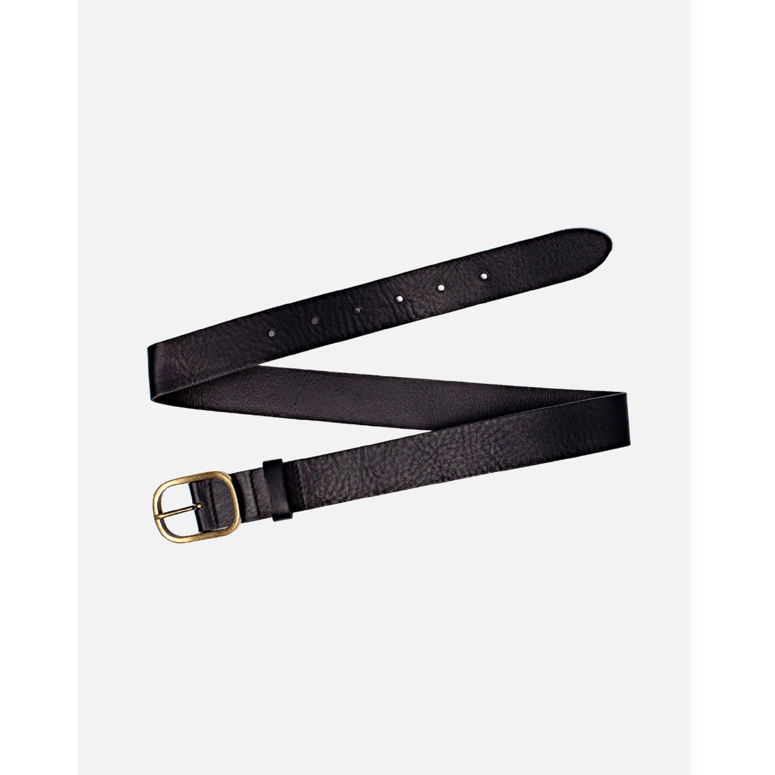 Marin Women's Leather Waist Belt in Black with Statement Buckle
