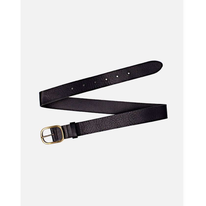 Marin Women's Leather Waist Belt in Black with Statement Buckle