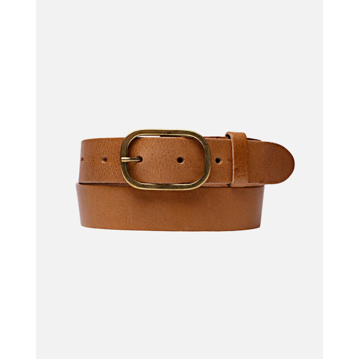 Marin Women's Leather Waist Belt in Camel with Statement Buckle