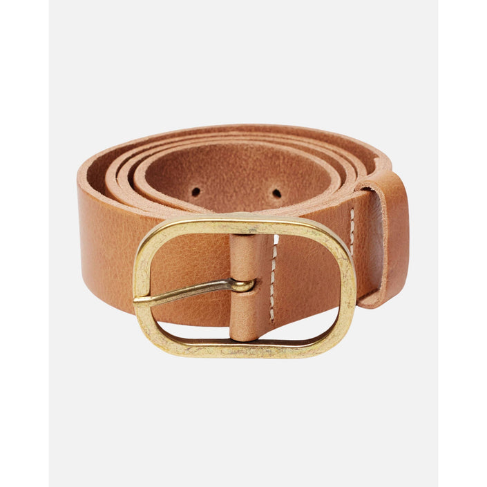 Marin Women's Leather Waist Belt in Camel with Statement Buckle