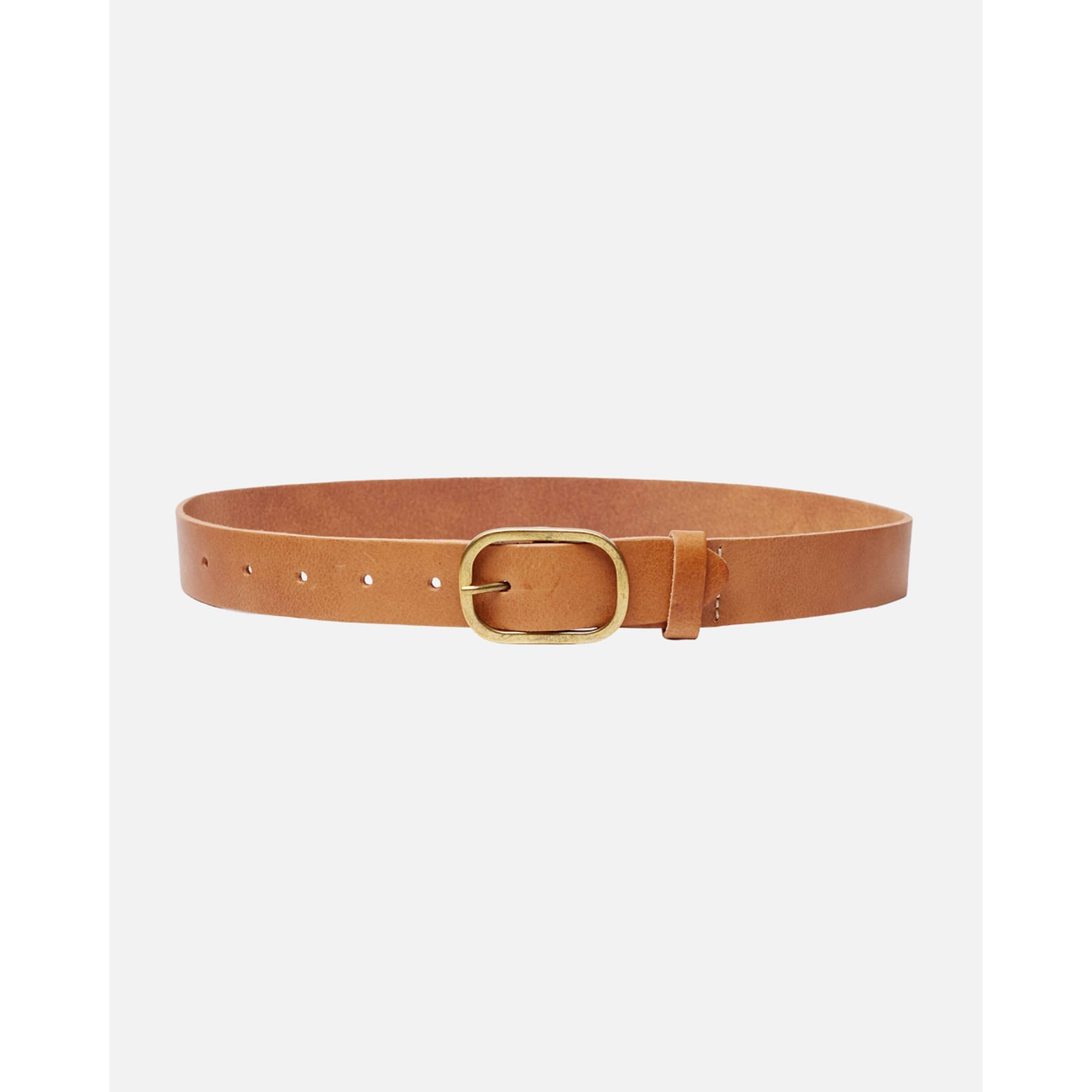 Marin Women's Leather Waist Belt in Camel with Statement Buckle