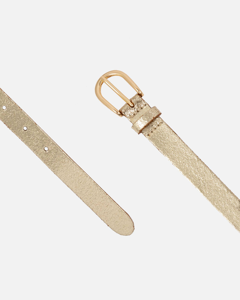 Amsterdam Heritage Belts Eva Metallic Leather Belt in Gold Finish