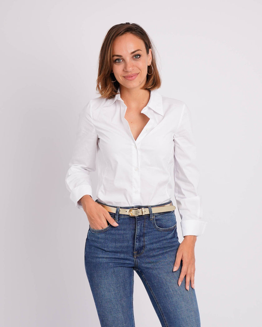 Amsterdam Heritage Belts Eva Metallic Leather Belt in Gold Finish