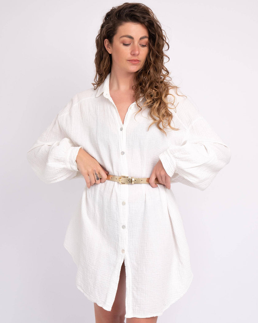 Amsterdam Heritage Belts Eva Metallic Leather Belt in Gold Finish