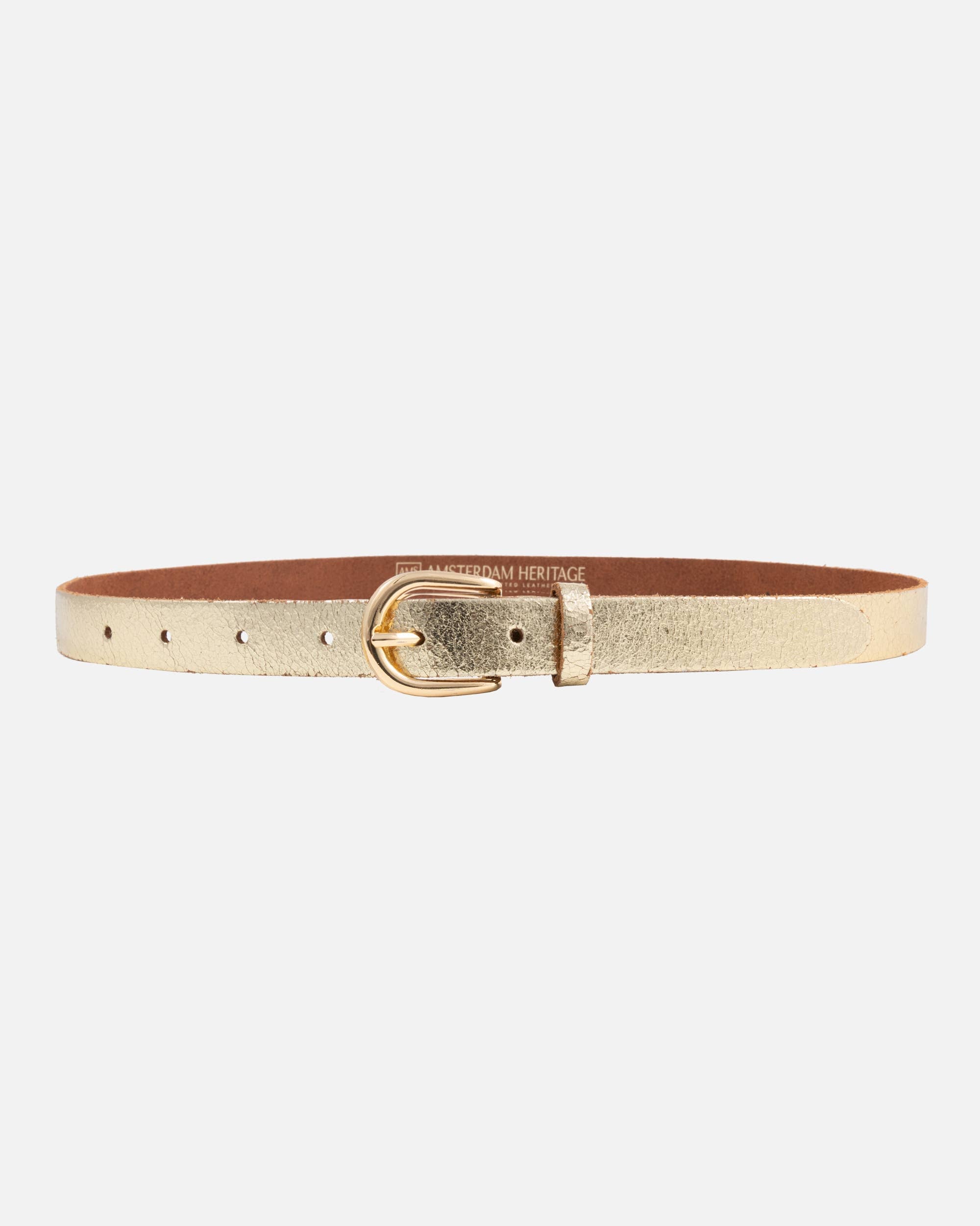 Amsterdam Heritage Belts Eva Metallic Leather Belt in Gold Finish