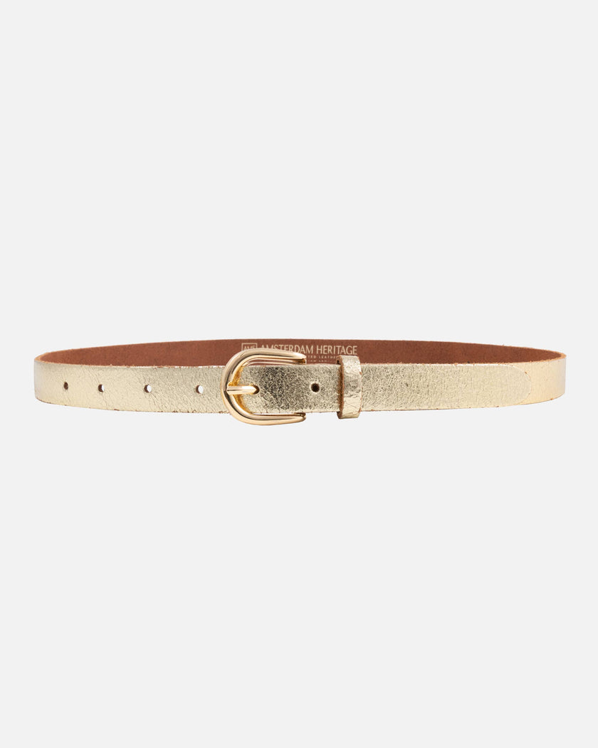 Amsterdam Heritage Belts Eva Metallic Leather Belt in Gold Finish