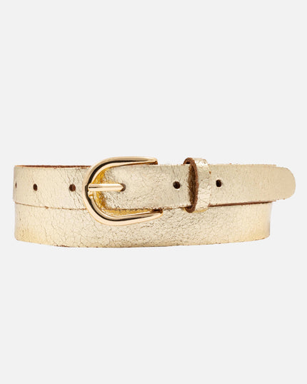 Amsterdam Heritage Belts Eva Metallic Leather Belt in Gold Finish