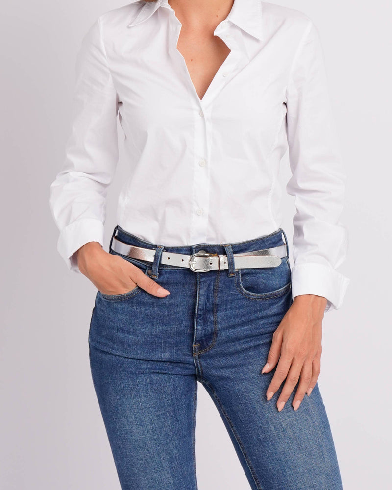 Eva Metallic Leather Belt in Gold Finish