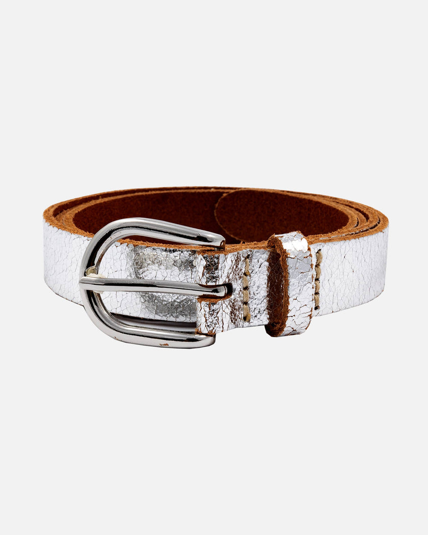 Eva Metallic Leather Belt in Gold Finish