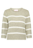 Betty Barclay - Women's Striped Ribbon Knit Sweater in Khaki + Cream - 52918239-5913