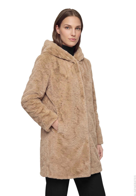 Betty Barclay Women's Faux Fur Coat in Classic Bronze 7191 1540 7460 at Kings Road Fashions, Leighton Buzzard, UK