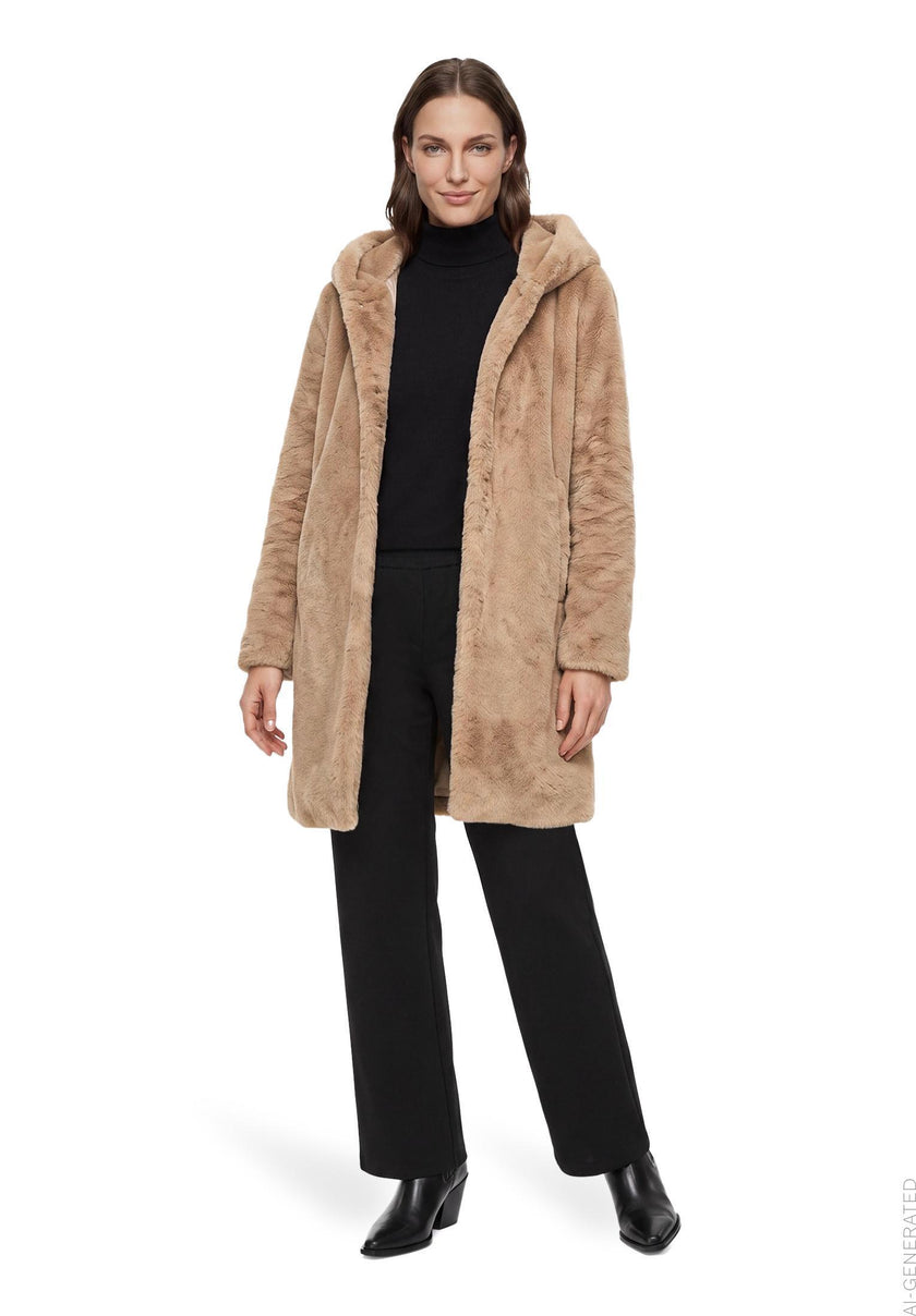 Betty Barclay Women's Faux Fur Coat in Classic Bronze 7191 1540 7460 at Kings Road Fashions, Leighton Buzzard, UK