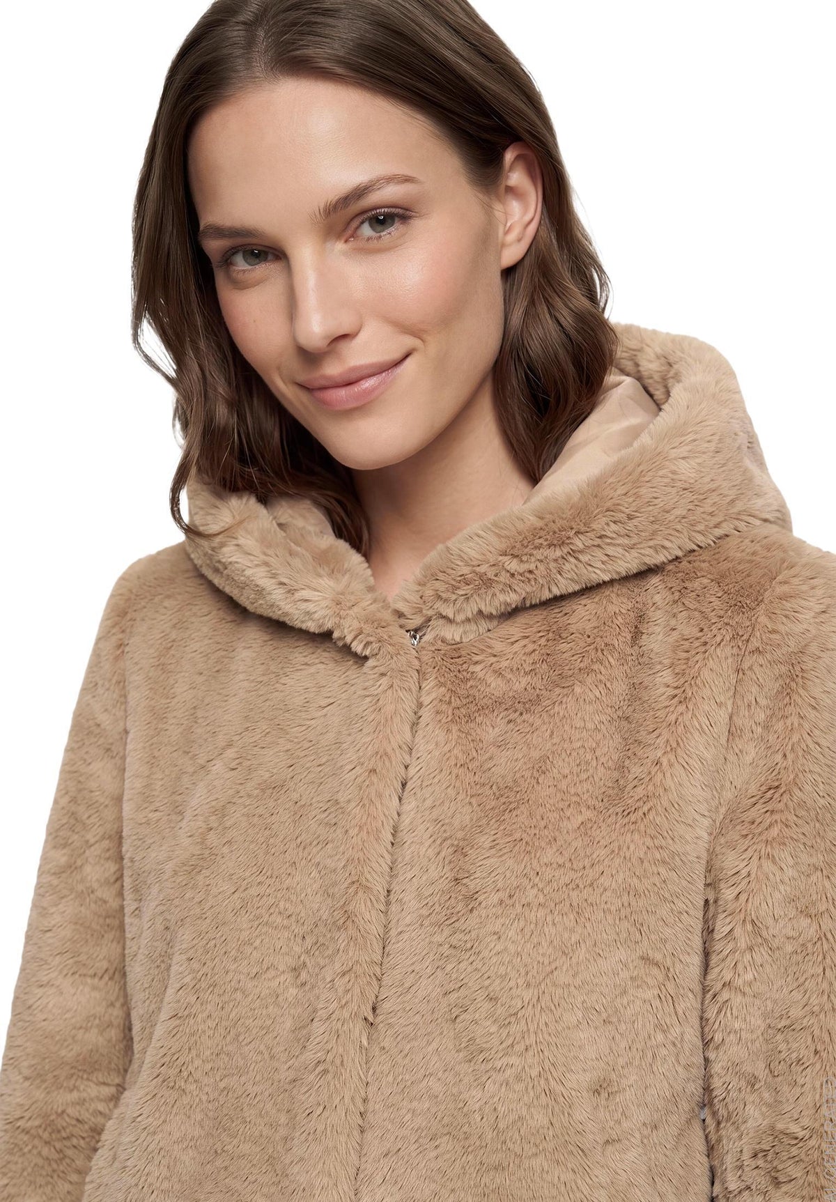 Betty Barclay Women's Faux Fur Coat in Classic Bronze 7191 1540 7460 at Kings Road Fashions, Leighton Buzzard, UK