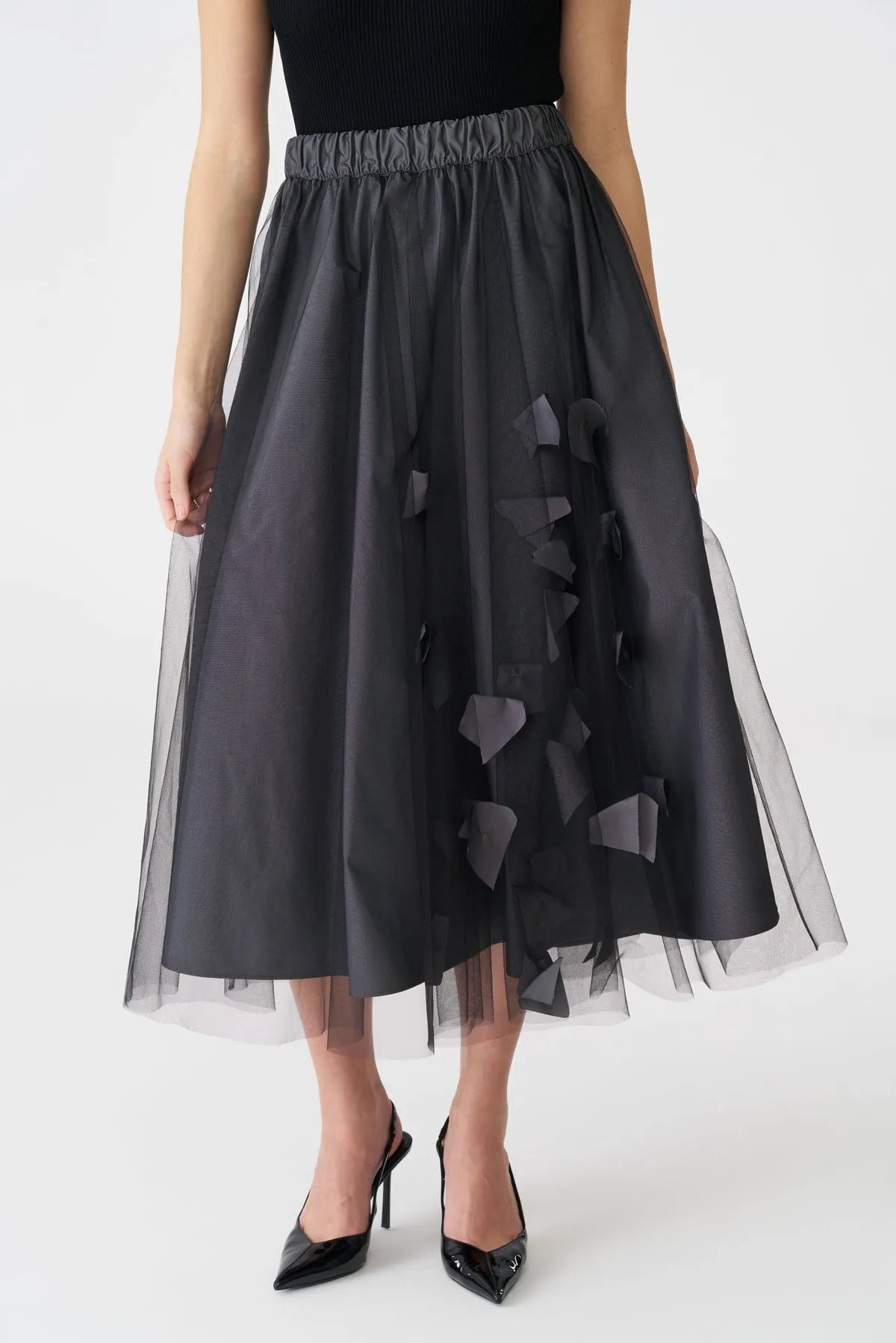 Bize Women's Embellished Net Midi Skirt - Anthracite at Kings Road Fashions, Leighton Buzzard, UK
