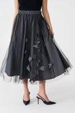 Bize Women's Embellished Net Midi Skirt - Anthracite at Kings Road Fashions, Leighton Buzzard, UK