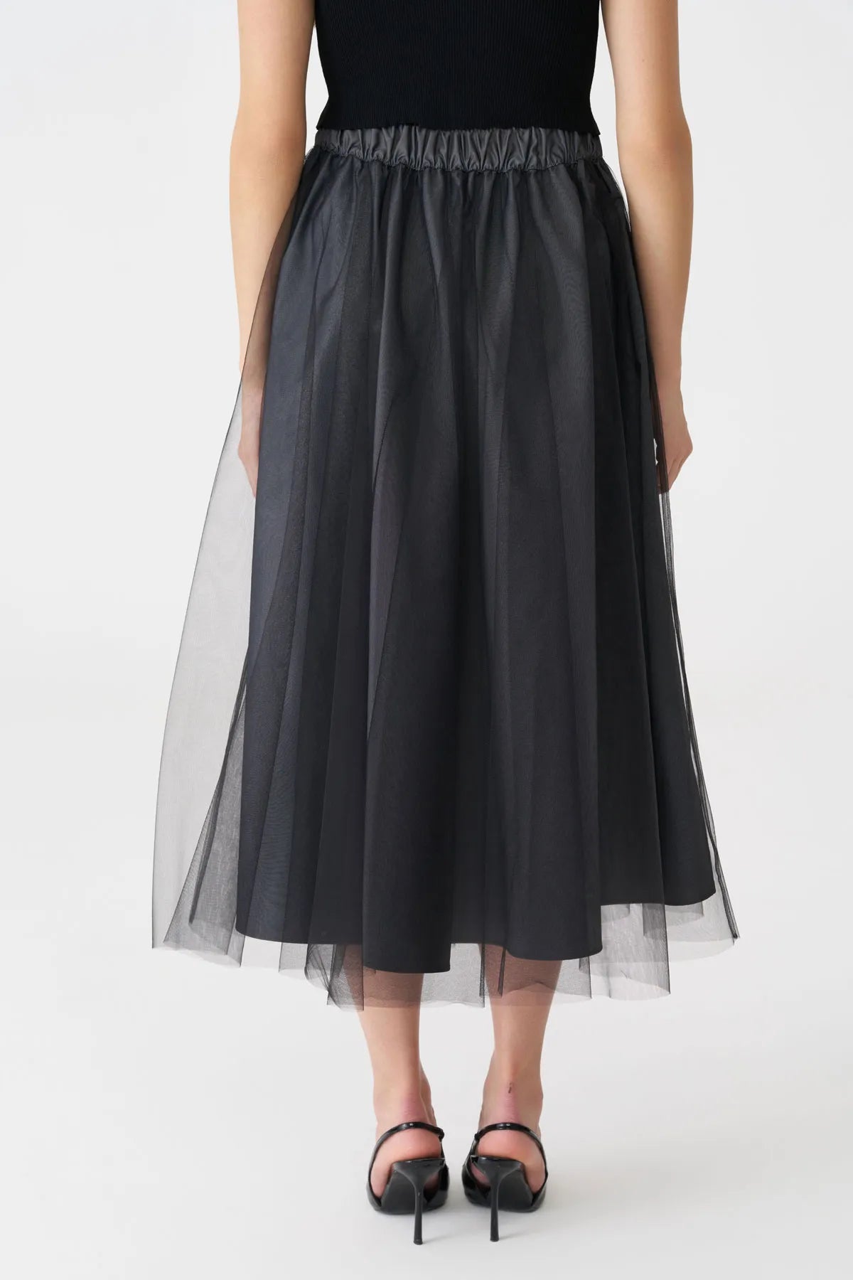 Bize Women's Embellished Net Midi Skirt - Anthracite at Kings Road Fashions, Leighton Buzzard, UK